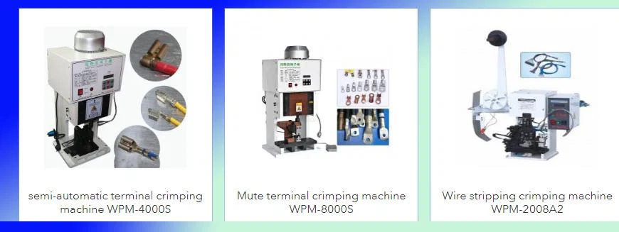 Macchine semiautomatiche di alta qualità per la crimpatura precisa di cavi e terminali.