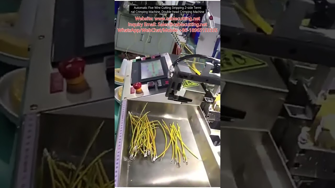Macchina automatica per taglio, spelatura e crimpatura terminali su 5 fili - Doppia testa crimpatrice