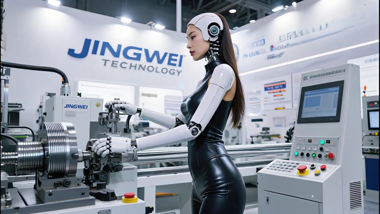 Robot industriale opera la macchina per cavi con precisione e cura