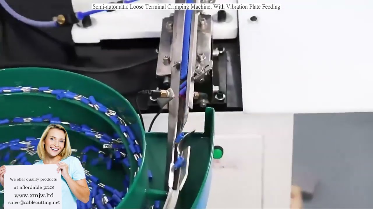 Crimpatrice semiautomatica per terminali sciolti con alimentazione a piastra vibrante